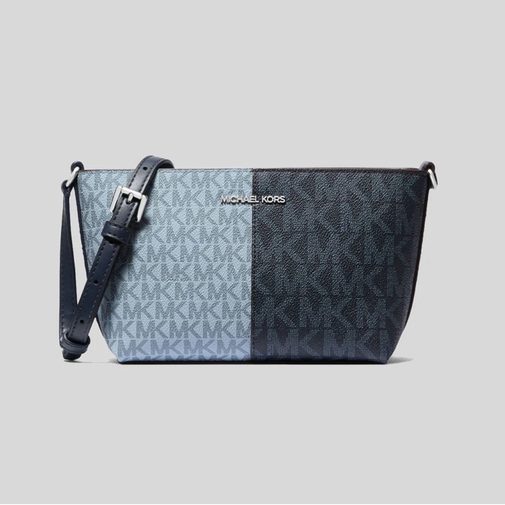Micheal Kors Jet Set Travel Small Two-Tone Crossbody Bag Navy and Gray/Blue